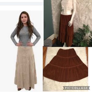 Prairie Corduroy pleated ruffle maxi skirt!